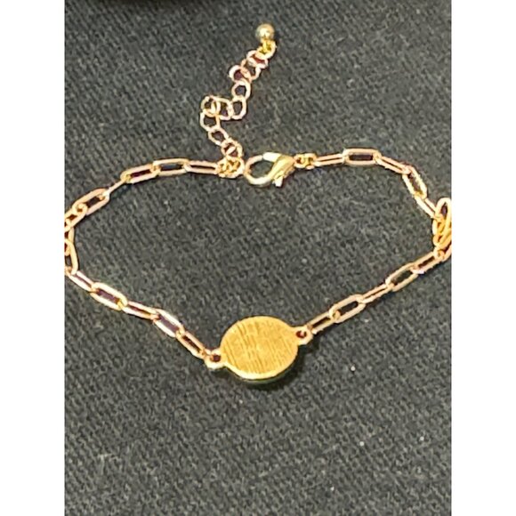 Gold-Plated Bracelet Anklet With Black Gemstone & Adjustable Chain - Picture 3 of 6